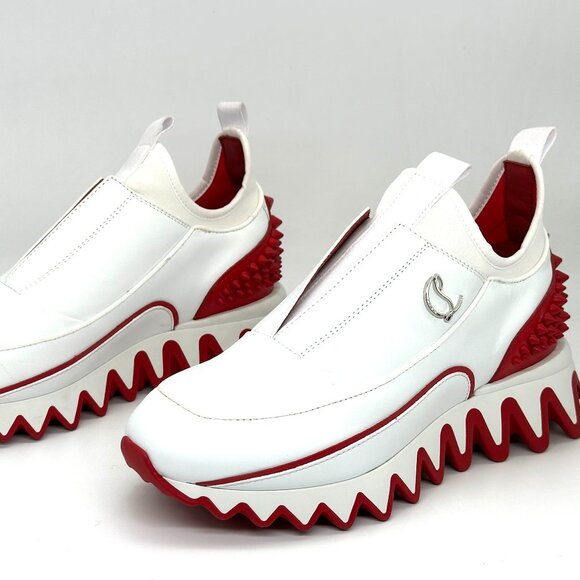 Christian Louboutin SHARKYLOUB SB Spikes Donna Leather Sneakers Shoes - Picture 12 of 14